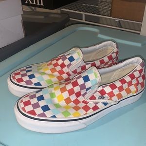 Rainbow Vans Checkerboard Slip-On